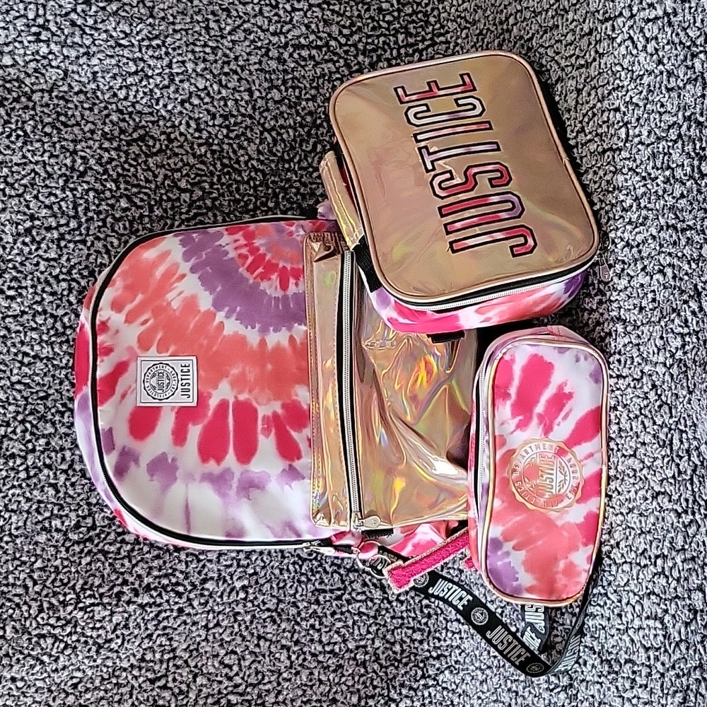 Justice Tie Dye 17" Laptop Backpack 3 pc Set